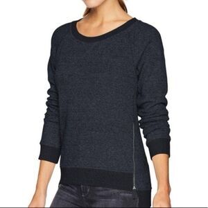 Cinch Black Zipper Side Ladies Crewneck Sweatshirt Medium